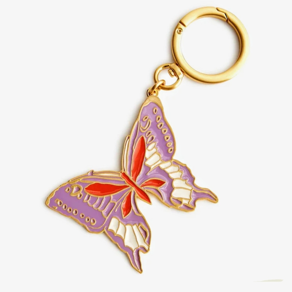 Vera Bradley Purple and Red Butterfly Keychain Key Ring